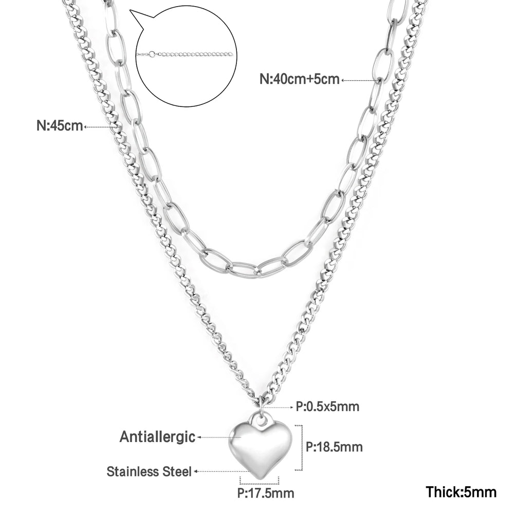 ASONSTEEL Romantic Heart Pendant Necklace | Gold Stainless Steel Choker for Women G additional angle