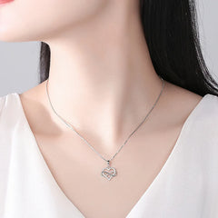 925 Sterling Silver Zircon Fashion Korean Women Elegant Round Pendant Necklace Birthday detail view