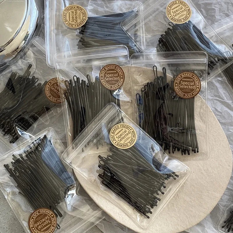 50/60pcs Simple Black Hair Clips For Girls Bobby Pins Invisible Wave Curly Bride Disp lifestyle view