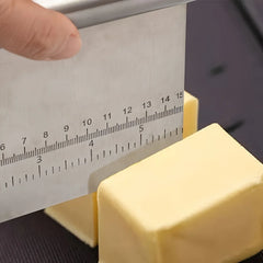 Stainless Steel Dough Cutter and Scraper | Kitchen Baking Tool with Scale detail view