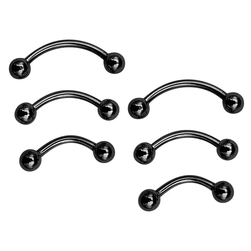 6Pcs Eyebrow Piercing Banana Shape Lip Ring Stainless Steel Curved Barbell Stud Helix close-up view