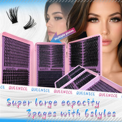 QUEENICE Three Fold Updated New DIY False Eyelash Extension 6 Mixed Styles Fluffy Voluminous  Cat eye Spiky lash extensions