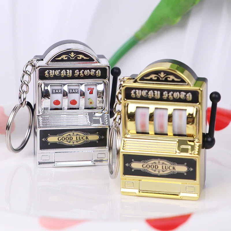 Fruit Slot Machine Keychain | Lucky Charm Bag Pendant for Adults close-up view