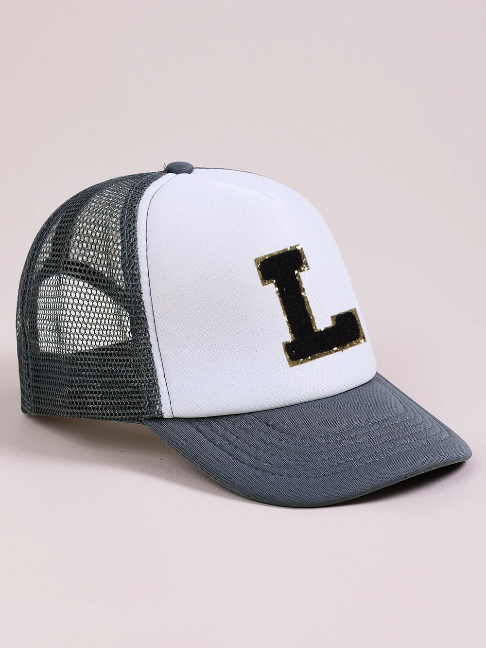 1pc Gray Hat With 26-Letter Pattern | Kids Baseball Cap for Boys and Girls alternate view