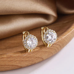 Huitan Cubic Zirconia Hoop Earrings | Dainty Fashion Jewelry for Women alternate view