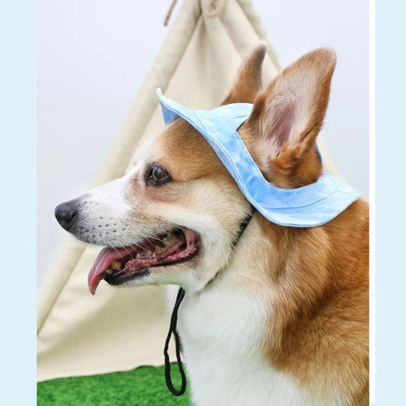 Dog Sun Hat with Ear Holes | Breathable Cotton Bucket Hat for Small Pets additional angle