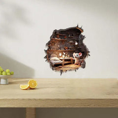 Mouse Hole Wall Decal Sticker | Removable Funny Wall Decoration alternate view