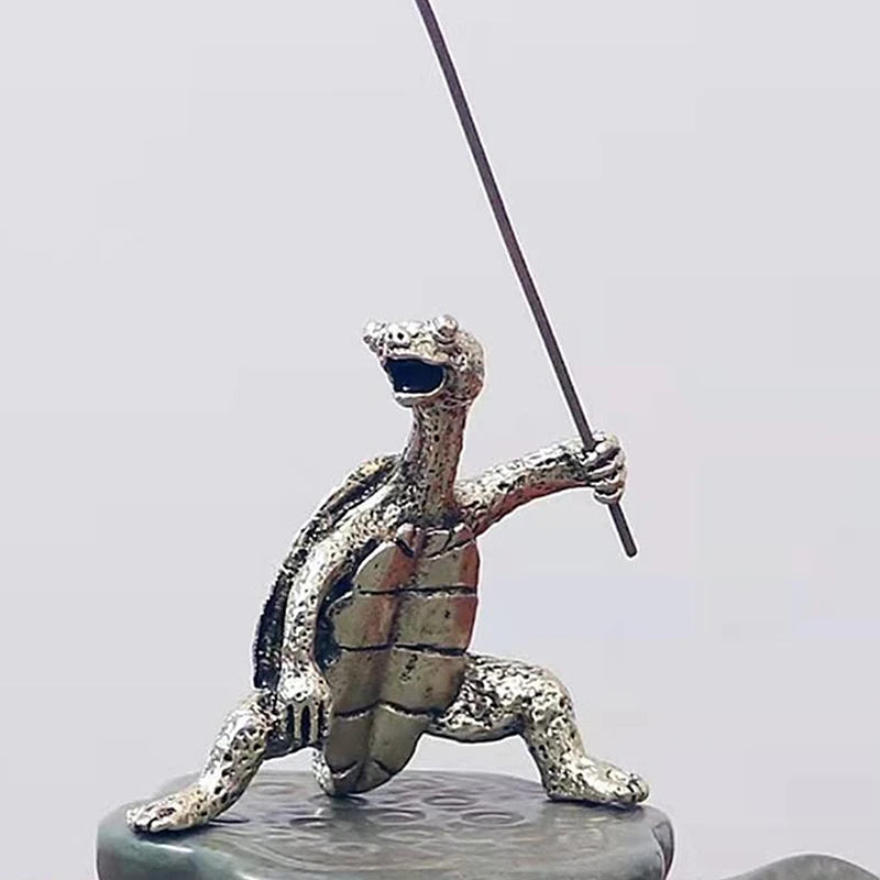 Mini Metal Turtle Incense Holder | Cute Animal Sandalwood Stick Burner for Home Decor detail view