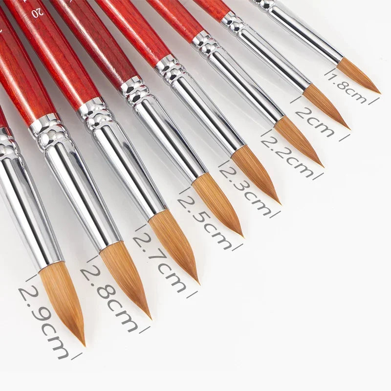 Kolinsky Acrylic Nail Art Brush Wood Handle Nail Art Mink Brush Gel Builder Nail Tools M detail view