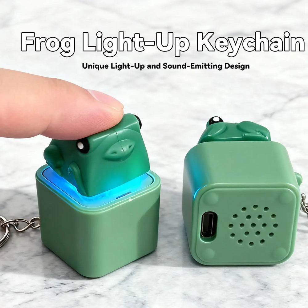 Croaking Frog Fidget Toy Keychain Rechargeable Frog Keychain with Sound & LED Lights, alternate view