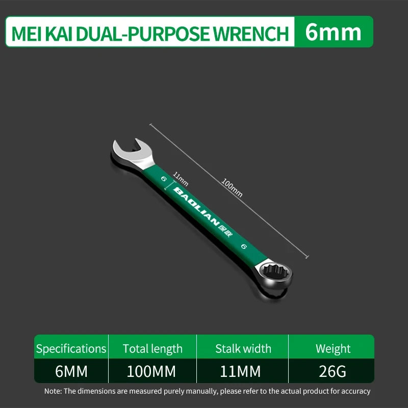 BaoLian Durable Wrench Set 6-19mm | Two-Way Open Combination Wrench for Auto Repair close-up view
