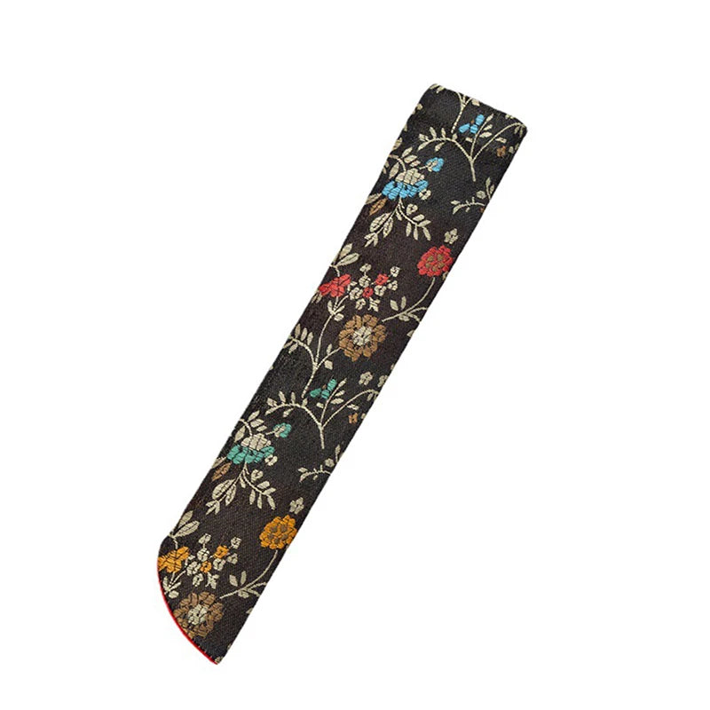 Embroidered Folding Fan Cover Pouch | Silk Fan Protector close-up view