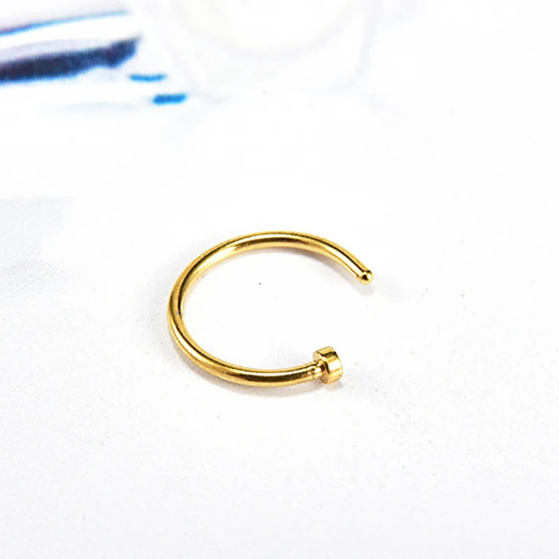 5PC Stainless Steel Women Nostril Nose Hoop Stud Rings Clip on Nose Rings Fake Nose additional angle