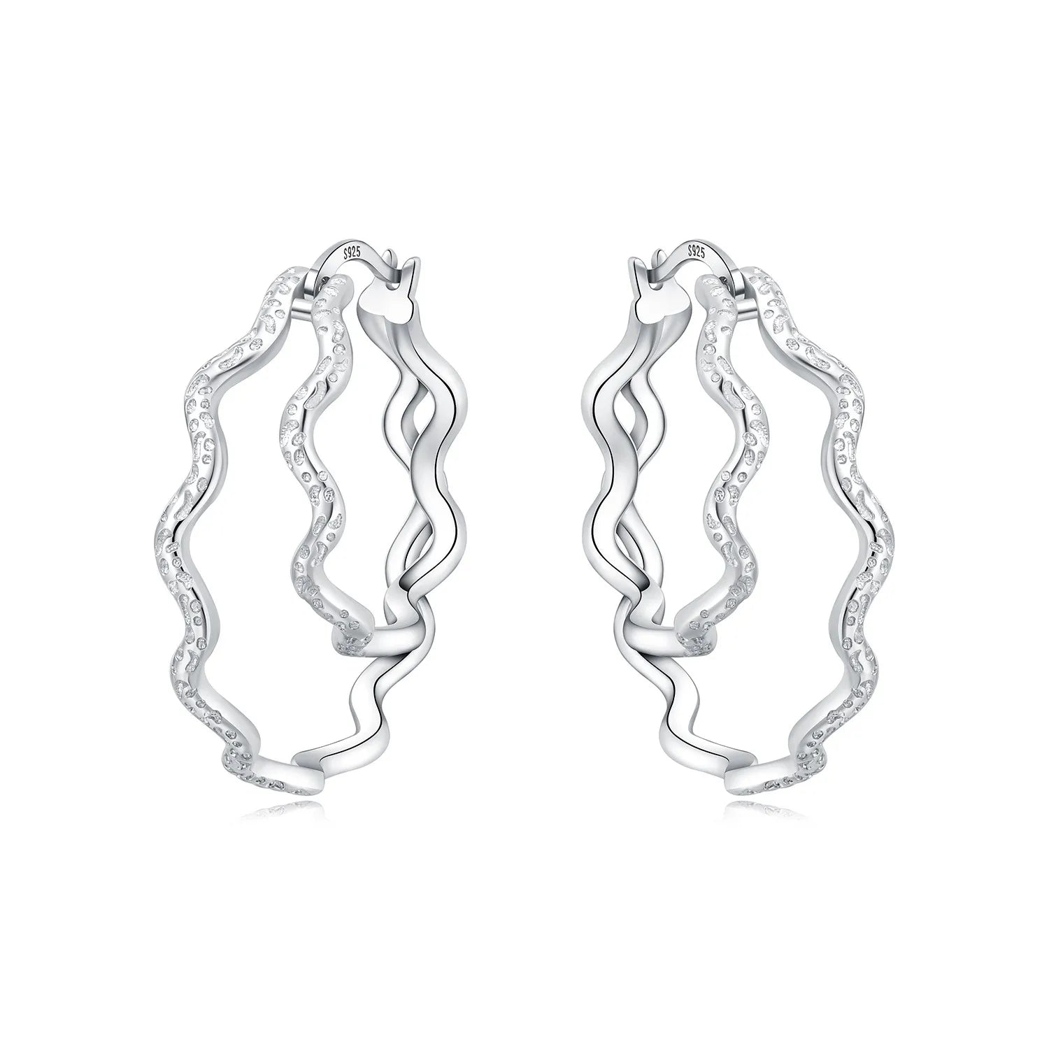 Orstarry S925 Sterling Silver Square Chain With Stone Inlaid Earrings Hoop Earrings For detail view