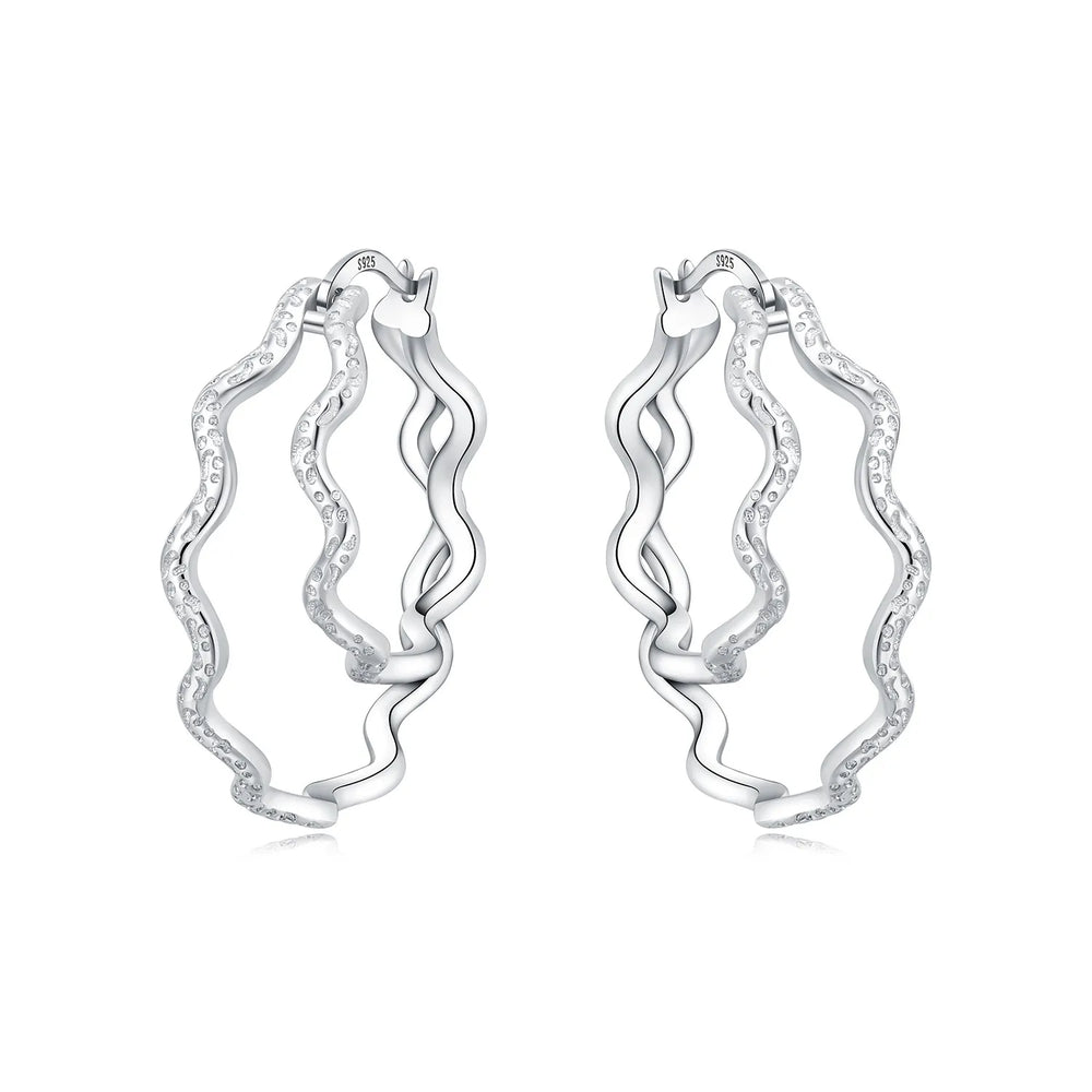 Orstarry S925 Sterling Silver Square Chain With Stone Inlaid Earrings Hoop Earrings For detail view