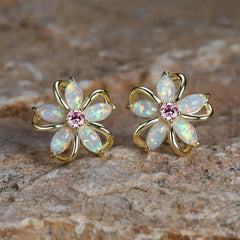 Fashion Charm Flower Stud Earrings For Women Piercing Cartilage Earrings Cute Zircon G close-up view