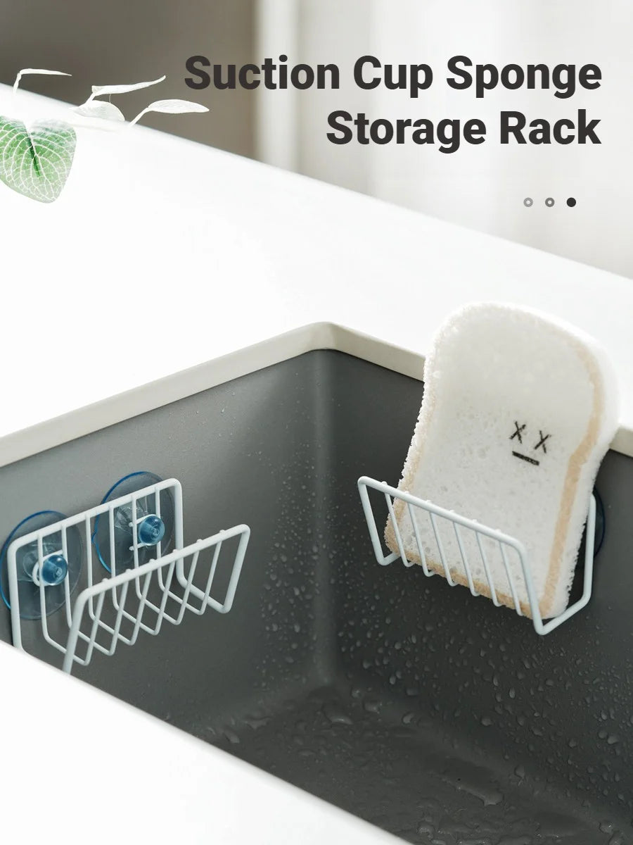Stainless Steel Suction Cup Sponge Holder Drain Storage Caddy For Kitchen Sink Organi alternate view
