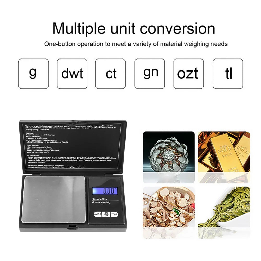 Mini Jewelry Scale 0.01g | Digital Pocket Scale for Gold, Coins, and Kitchen Use lifestyle view