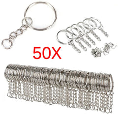 Silver Plated Metal Blank Keyring Keychain Charms Split Ring Keyfob Key Holder Link Rings Women Men