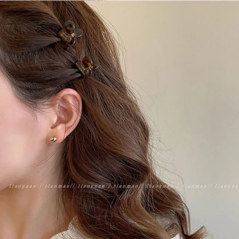 Mini 2cm Acetate Small Hair Claw Side Pins 2Pcs/Set Acetate Hair Crabs for Girls Cute alternate view
