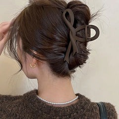 13CM Matte Hair Clips Vintage Ribbon Bow Hair Claws Crab Headwear Hairpins Shark Ponytail For Women Hair Accessories Barrettes