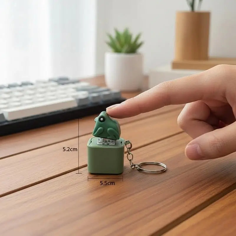 1pc Funny Croaking Frog Duck Keychain Rechargeable Keyboard Fidget Clicker Sound Keyr lifestyle view
