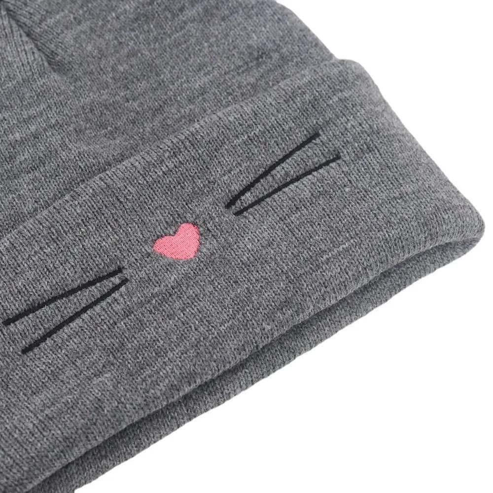 Baby Cartoon Cat Ears Knitted Hat | Warm Cotton Beanie for Toddlers additional angle