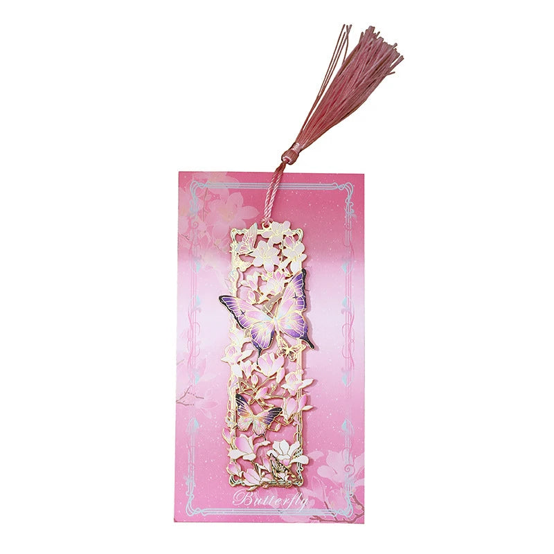 Chinese Style Tassel Hollow Butterfly Metal Bookmark Gift For Students Teachers Readi alternate view