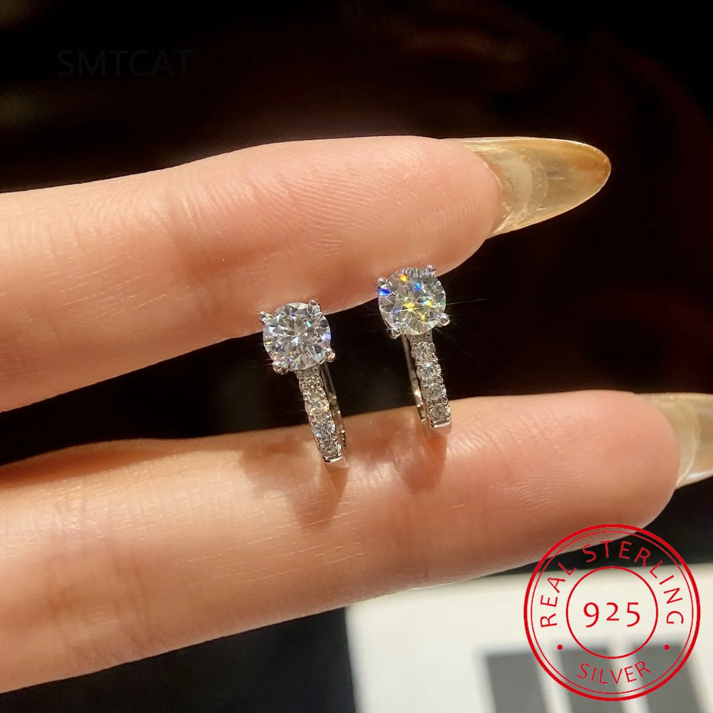 Luxury 0.5ct Moissanite Wedding Earrings for Women Gift Lab Diamond 925 Sterling Silver Original Fin