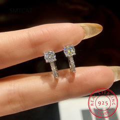 Luxury 0.5ct Moissanite Wedding Earrings for Women Gift Lab Diamond 925 Sterling Silver Original Fin