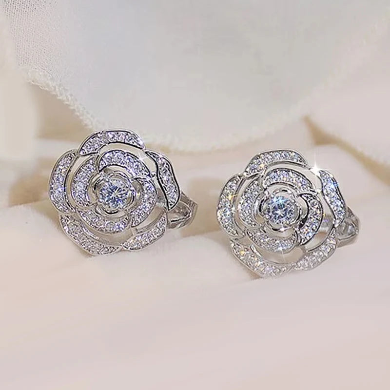 Huitan Fancy Cubic Zirconia Stud Earrings Women Delicate Design Fashion Versatile Ear alternate view