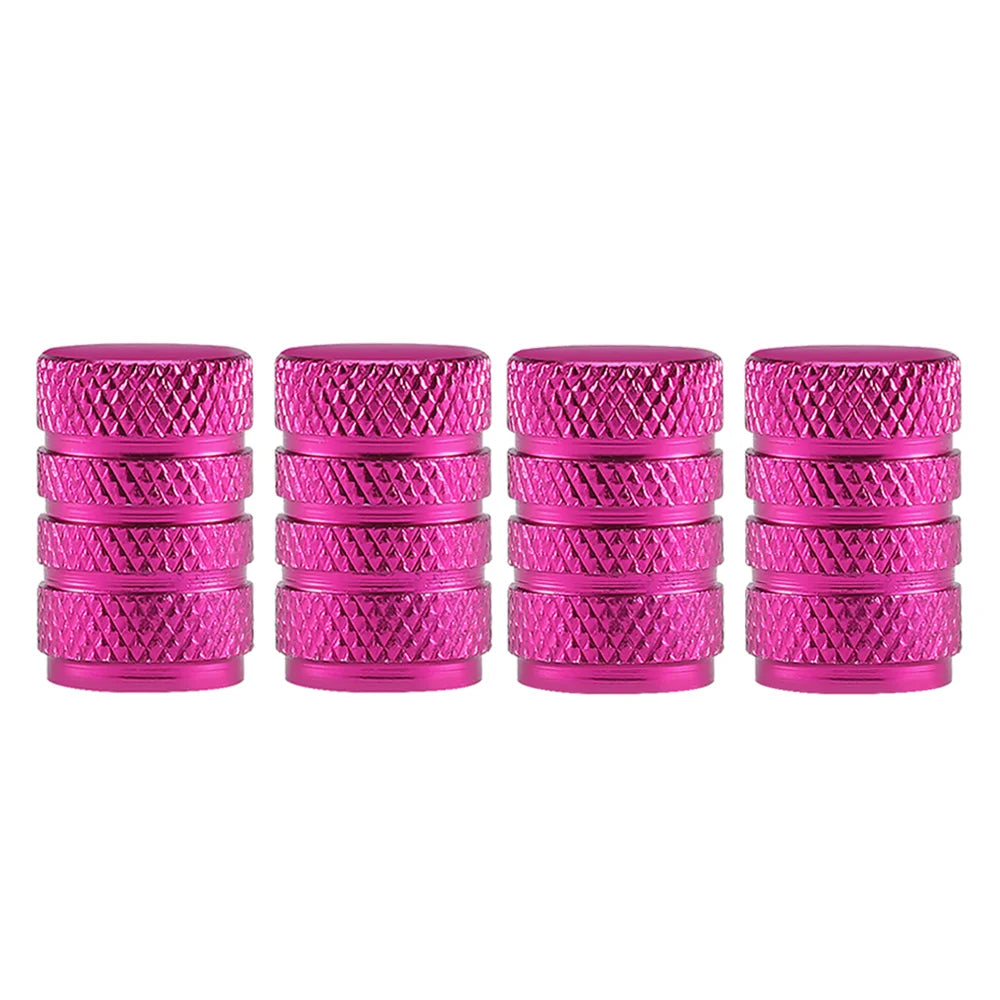DSYCAR 4Pcs Silver Car Tire Valve Stems Cap Knurling Style Tire Valve Cap Aluminum additional angle