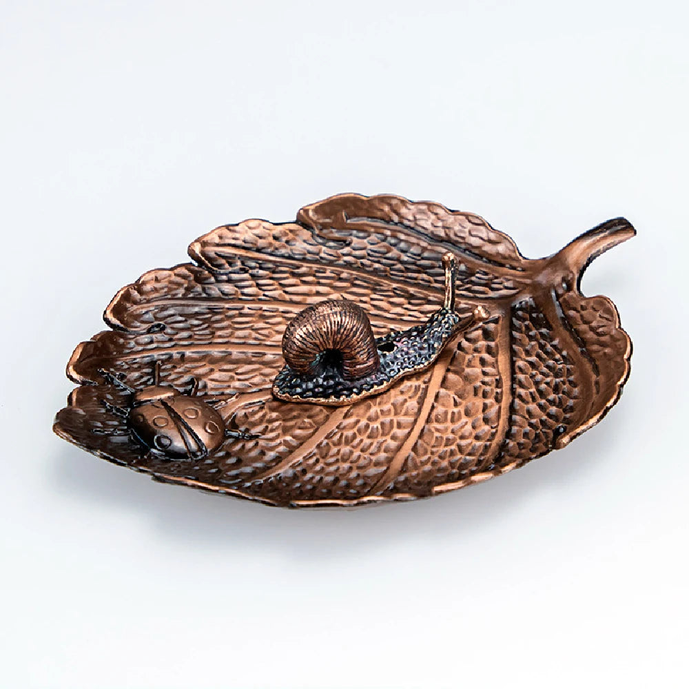 Leaf Snail Incense Burner | Antique Metal Incense Plate for Living Room lifestyle view