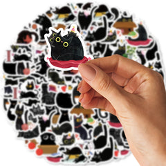 Etori Life Black Cat Stickers | 45 Waterproof DIY Stickers for Laptops and Scrapbookin close-up view