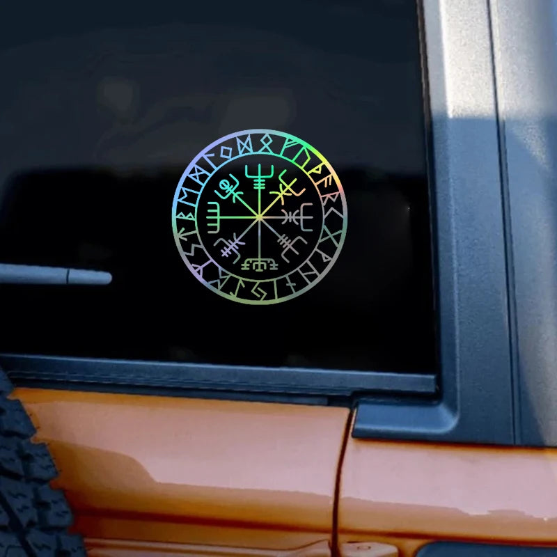 Viking Protection Runes Vegvisir Compass Talisman Red Vinyl Decal | Car and Laptop De alternate view