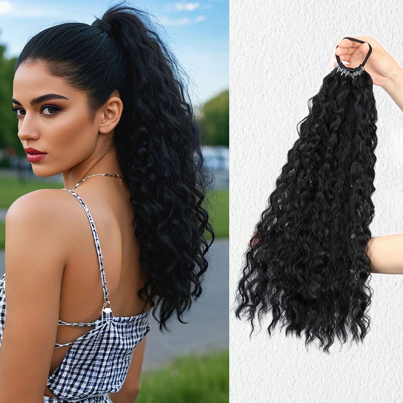 WIGSIN 18Inch Synthetic Long Curly Ponytail With Elastic Hair Rope Hair Extensions Fashionable Daily Use Party Hair Accessories