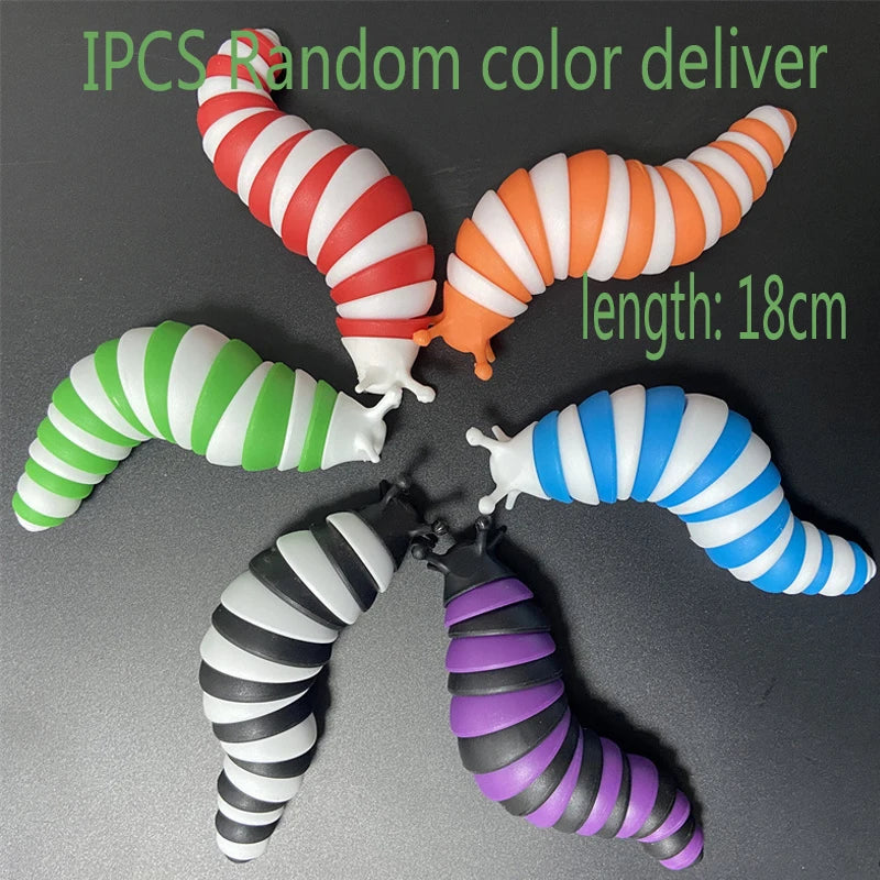 3D Slug Fidget Toy Colorful Slug Snail Toy Articulated Flexible All Ages Relief Anti-A close-up view