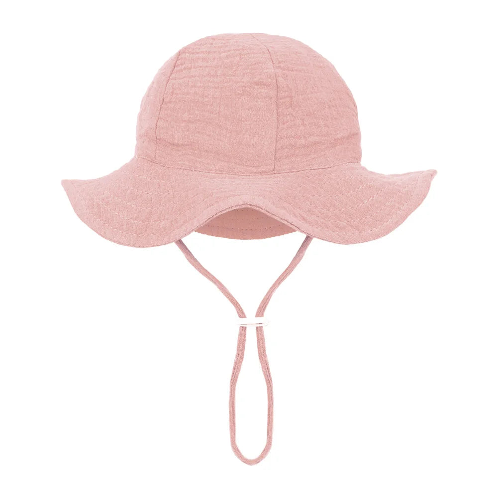 Floral Print Baby Bucket Hats | Adjustable Sun Protection Caps for Infant Boys Girls close-up view