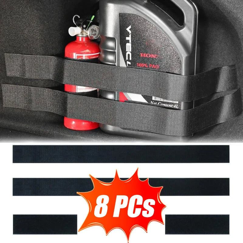 4/8PCs Car Trunk Elastic Nylon Fixing Belts Rear Racks Storage Bag Magic Tapes Car Organizer Fixing
