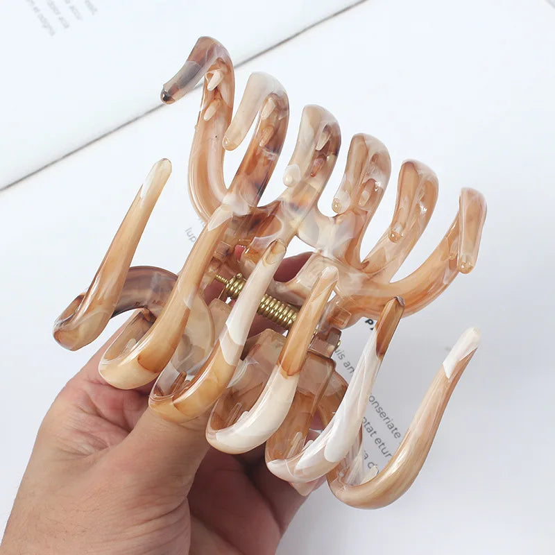 Korean Style Acrylic Pumpkin Hair Clip for Woman Elegant Temperament Shark Clip Fashion Girl's Ponytail Hair Clamp