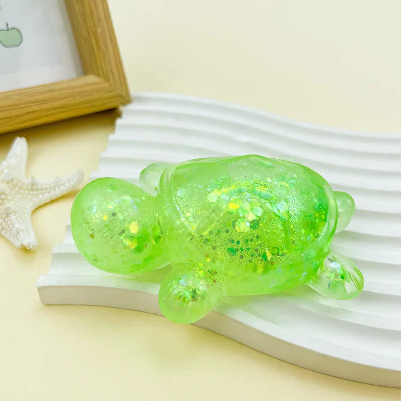 Squishy Turtle Fidget Toy | Glitter Squeeze Toy for Stress Relief additional angle