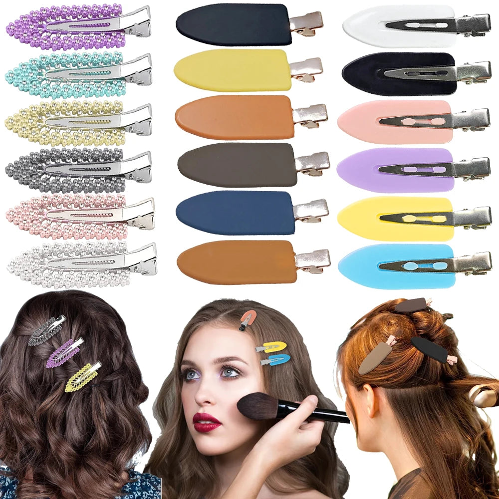 12Pcs Elegant Shiny With Pearls , Imitation Diamonds, Plastic Rhinestone Leaf Hair Clips Solid Roman