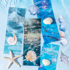 25 Sheets Blue Ocean Theme Dual Texture Sticker Pack | Scrapbook and Journal Decor Set detail view