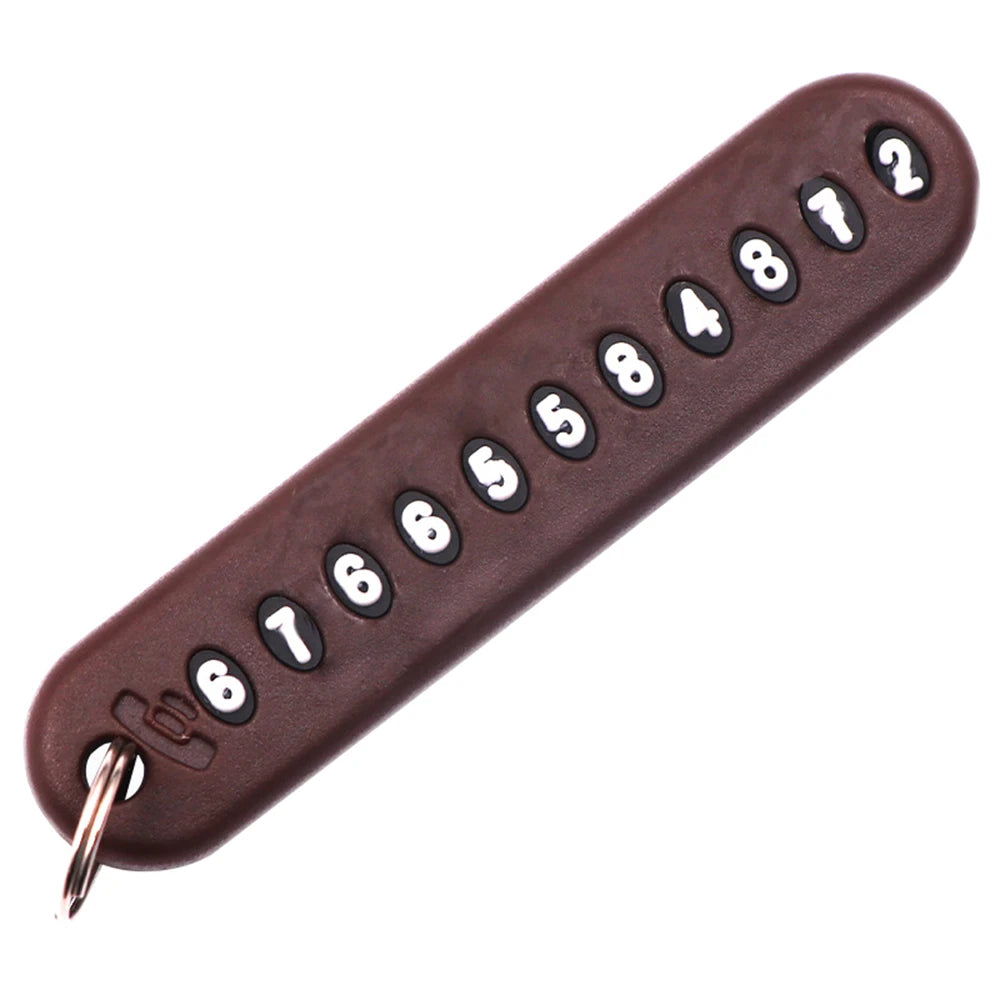 Car Phone Number Keychain | Anti-Lost Key Ring with Number Plate close-up view
