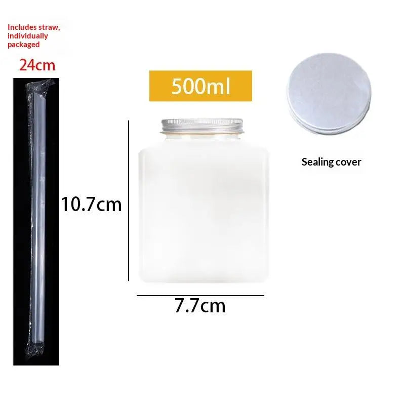 Plastic Disposable Square Plastic Bottle 500ML 650ML Juice Beverage Milk Tea Yogurt Cont detail view