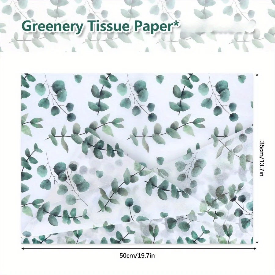 50/20sheets Eucalyptus & Snow Pear Tissue Paper - For Christmas Wrapping Paper Gift additional angle