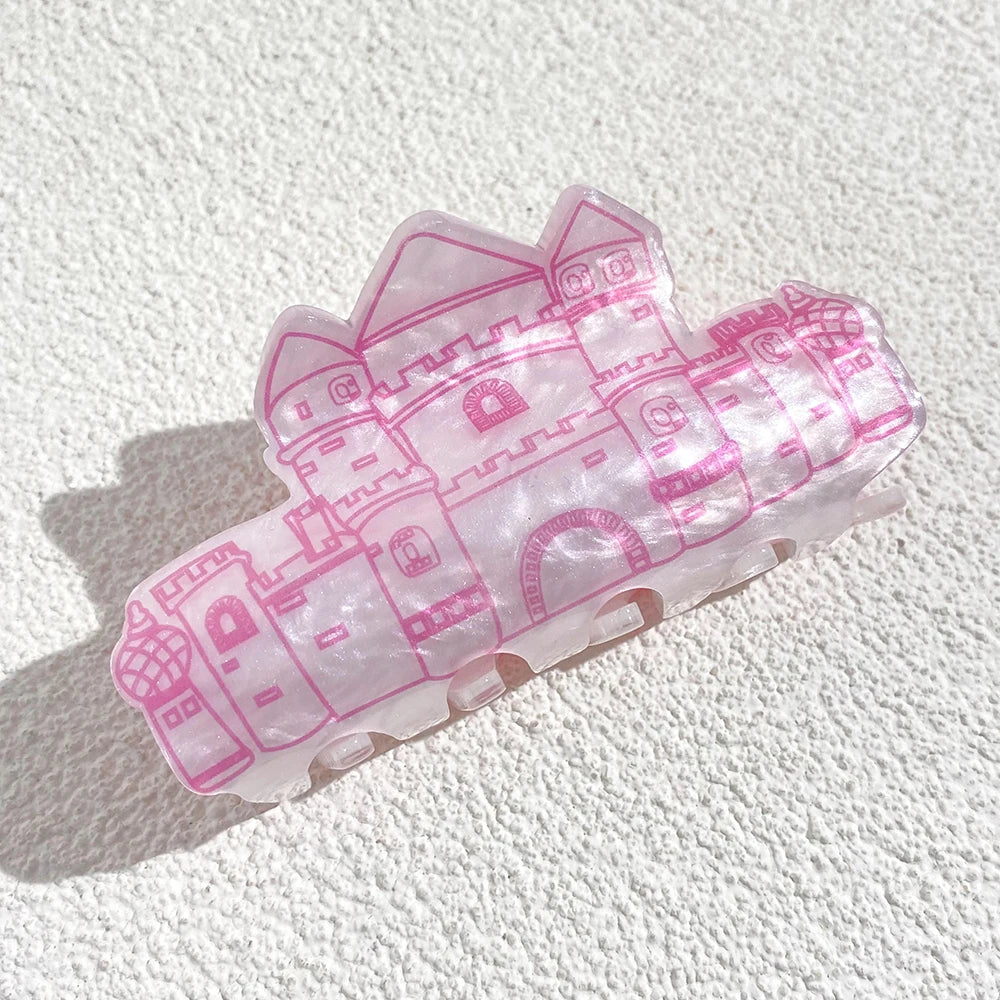 Sweet Acrylic Double Sided Flower Printed Hair Claw Clip For Women Oversize Geometric alternate view