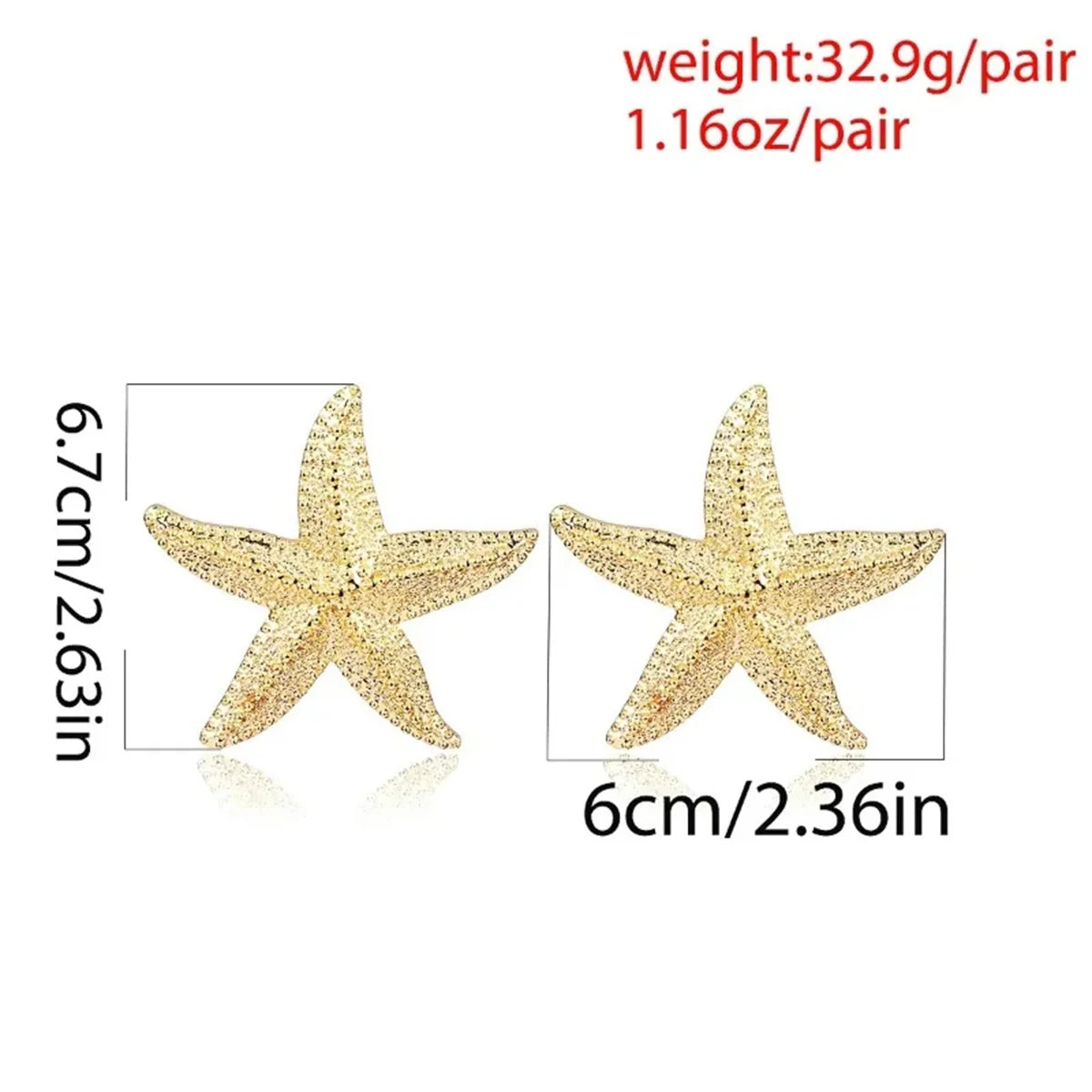 Classic Starfish Stud Earrings | 2pcs Summer Beach Fashion Jewelry for Women close-up view