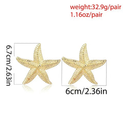 Classic Starfish Stud Earrings | 2pcs Summer Beach Fashion Jewelry for Women close-up view