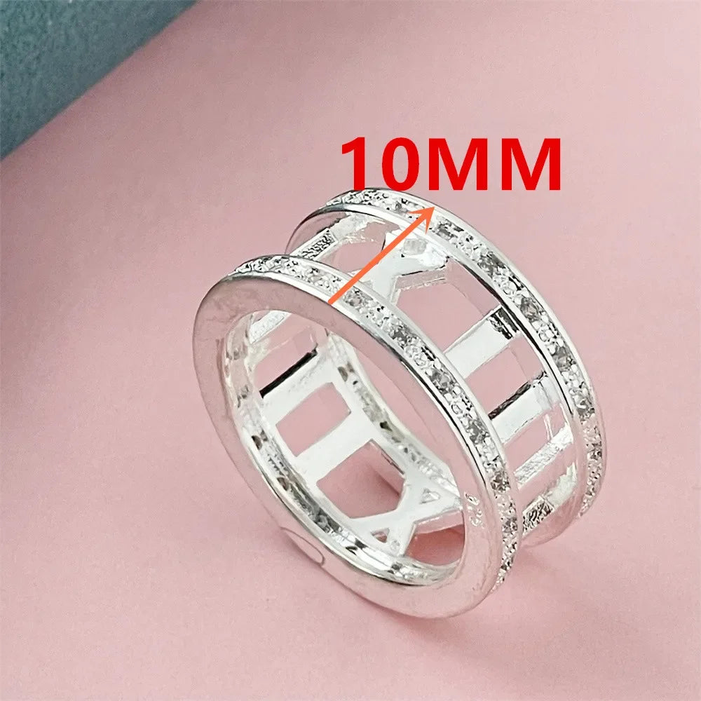 925 sterling silver Roman numeral AAA zircon ring, wedding ring for men and women, fa lifestyle view
